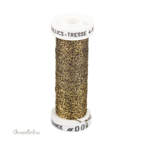 Металлизированная нить Tresse #4 AVAS, золото/черный, 10 м (#4-004)