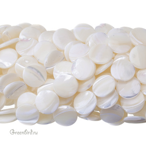 Бусина "Круг" 18 мм, белый перламутр, 1 шт. (#SVA-PRL-022)