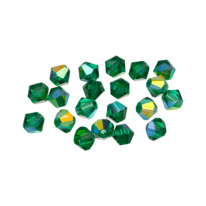 Crystalbird Бусины 5328C биконусы 4 мм – Emerald AB (#205AB), уп. 20 шт. (#CBBC-0031)