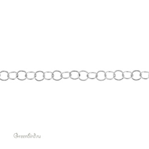Цепочка декоративная 3,3 мм, матовый родий, 10 см (9A116), Корея
