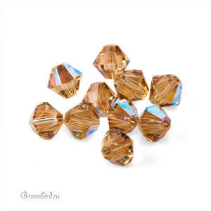 Swarovski 5328 Биконусы 5 мм, светлый колорадский топаз с мерцанием (#246SHIM), уп. 10 шт.