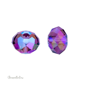 Swarovski 5040 Бусина Бриолетт 6х4 мм, аметист с мерцанием 2X (#204SHIM2), 1 шт.