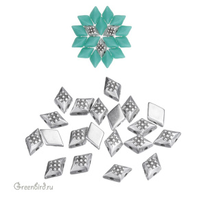 CYMBAL Металлическая бусина GemDuo "Adamas", ант. серебро, 1 шт. (#GD-012432-SP)