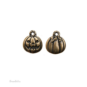 Подвеска "Тыква Джек", ант. латунь, 1 шт. (#TC-2378)
