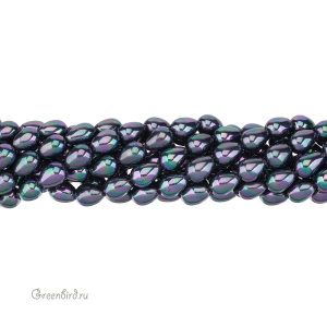 Жемчуг "Майорка" капля 14 x 10 мм, черный/скарабей, нить (#Maj-114)