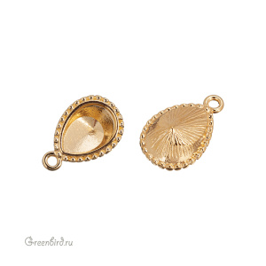 Оправа-подвеска для Pear FS 14х10 мм "Бусинки", золото, 1 шт. (#TC-2542-25)