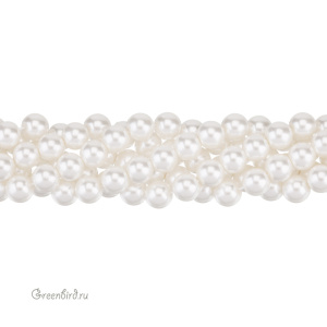 Жемчуг Crystalbird, круглый, 8 мм, Snow White, нить (#01)