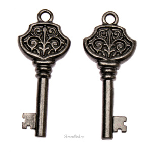 Подвеска "Викторианский ключ", gunmetal, 1 шт. (#TC-2339)