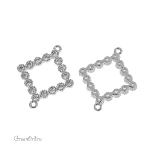 Коннектор с фианитами "Ромб", родий, 1 шт. (#SVA-FIAN-1006R) Коннектор с фианитами "Ромб", родий, 1 шт. (#SVA-FIAN-1006R)