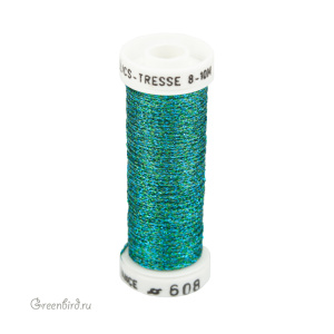 Металлизированная нить Tresse #8 AVAS, бирюзовый меланж, 10 м (#8-608) Металлизированная нить Tresse #8 AVAS, бирюзовый меланж, 10 м (#8-608)
