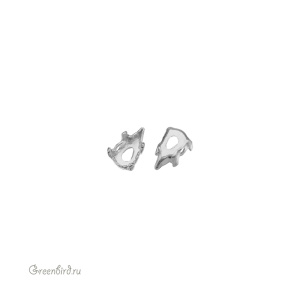 4328 Оправа для ювелирного кристалла Pear 6х3,6 мм, белая бронза