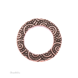 Коннектор "Спирали" кольцо 16 мм, ант. медь, 1 шт. (#TC-3138)