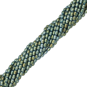 Бусины Геметин "Рис" 5x3мм, Scarabaeus Green, нить (#SV-HMT-146)