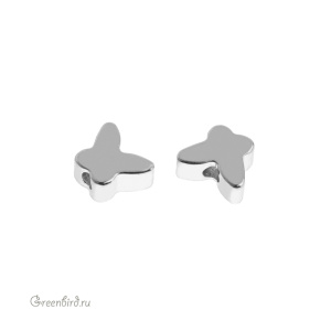 Бусина фигурная "Бабочка", родий, 1 шт. (#SVABM-12R)