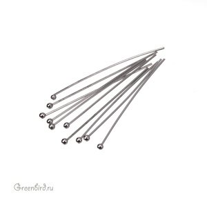 Пины с шариком 35 мм, родий, 10 шт. (#P04R)