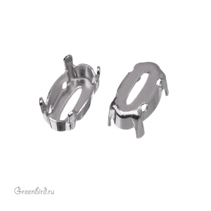 4162 Оправа для ювелирного кристалла Elongated Oval FS 10х5,5 мм, белая бронза