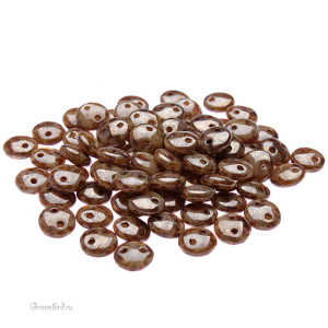 Lentil 2 отверстия 6mm, Beige/Bronze Picasso, 10 гр (#LG13020)