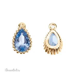 Подвеска-капля с фианитом, золото, Aquamarine (#SVA-FIAN-146G)