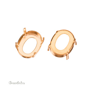 4142 Оправа для ювелирного кристалла Flat Oval Fancy Stone 18х13,5 мм, томпак