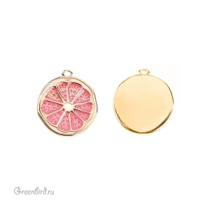 Подвеска "Грейпфрут", золото, красный 1 шт. (#SVA-BASE-201G)