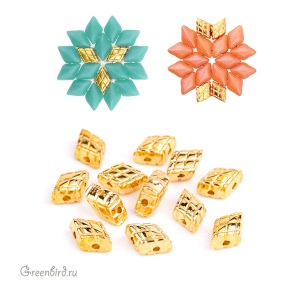 CYMBAL Металлическая бусина GemDuo "Plaka", 24K Gold Plate, 1 шт. (#GD-012227-GP)