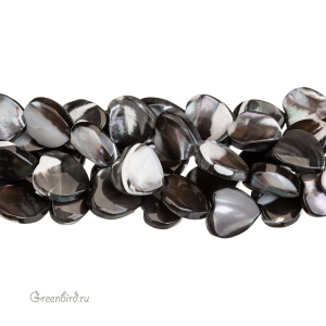 Бусина "Сердце" 10 мм, черно-белый  перламутр, 1 шт. (#SVA-PRL-003)