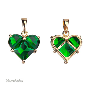 Подвеска "Сердце" с фианитами, золото, Emerald (#SVA-FIAN-044G)
