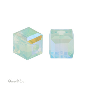 Swarovski 5601 Бусина Куб 6 мм, хризолит опал с мерцанием B (#294SHIMB), 1 шт.