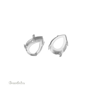 4320 Оправа для ювелирного кристалла Pear Fancy Stone 10х7 мм, белая бронза