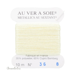 Металлизированная нить Tresse #8 AVAS, молочный, 10 м (#8-036)