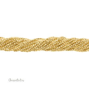 Бусины Геметин "Бочонок" 3 мм, граненые, желтое золото, нить (#SV-HMT-55)