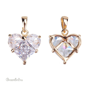 Подвеска "Сердце" с фианитами, золото, Crystal (#SVA-FIAN-040G)