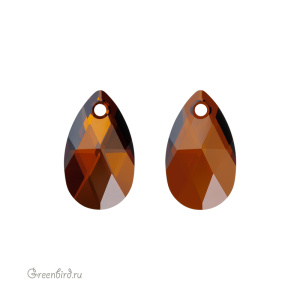 6106 подвеска Pear Shaped 16mm – Smoked Amber (#1001)