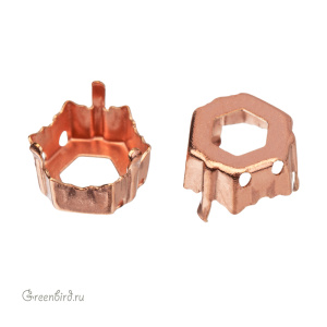 4699 Оправа для ювелирного кристалла Prismatic Hexagon FS 9,4х10,8 мм, томпак