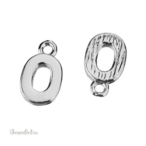 Подвеска буква "O", родий, 1 шт. (#SVA-LR-O)