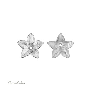 Шапочка "Чашелистник", матовый родий, 1 шт. (#9H295), Корея