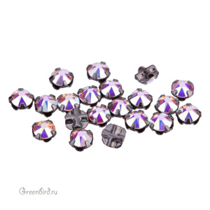 Swarovski 53100 Роза Монтис SS12, оружейная сталь, прозрачный радужный (#001AB), уп. 20 шт.