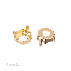 4683 Оправа для Thin Hexagon Fancy Stone 7,8х8,7 мм, томпак/золото