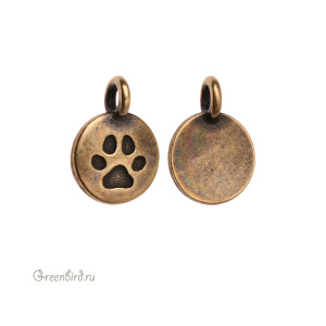 Подвеска "След от лапы", ант. латунь, 1 шт. (#TC-2420-27)