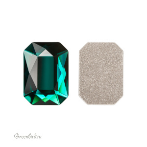 2602 Кристалл холодной фиксации Emerald Cut 14x10 мм – Emerald (#205)