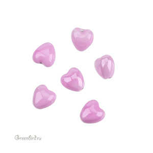 Бусина керамика "Сердце" 12х12,5 мм, лиловый, 1 шт. (#SVA-CRM-03)
