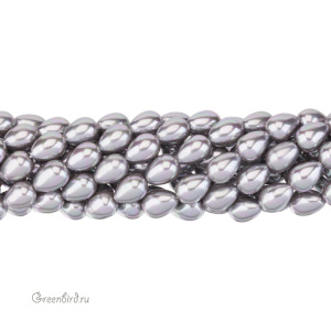Жемчуг "Майорка" капля 15 x 12 мм, серый, нить (#Maj-118)