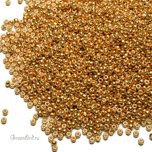 Бисер TOHO Round 11/0 Permanent Finish, гальванизированный золотой (#PF557), 10 г