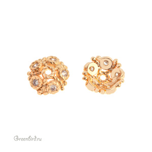 Шапочка с фианитами, золото, 1 шт. (#SVAC-07G)