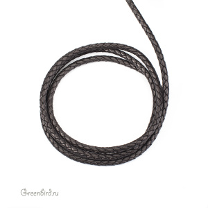 Плетеный шнур "Черный" 5 мм, 1 метр (BC05BK25)