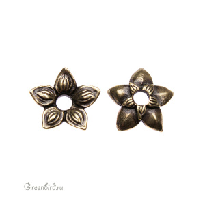 Элемент под заклепку "Цветок жасмина", ант. латунь (#TC-5802)