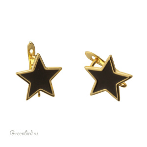 Швензы с английским замком и эмалью "Звезда", золото, пара (#SV1701-2368)