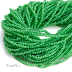 Бусины граненые рондели "Мини", дымчатый ярко-зеленый, нить (#SVAB172)
