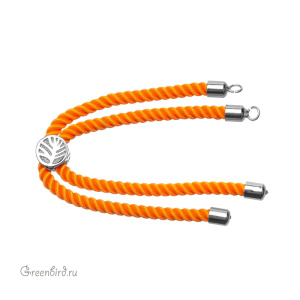 Основа-шнур для браслета, оранжевый, родий, 1 шт. (#SVA-CORD-02R)