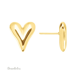 Пуссеты "Объемное сердце", золото, пара (#SVAE-150G)